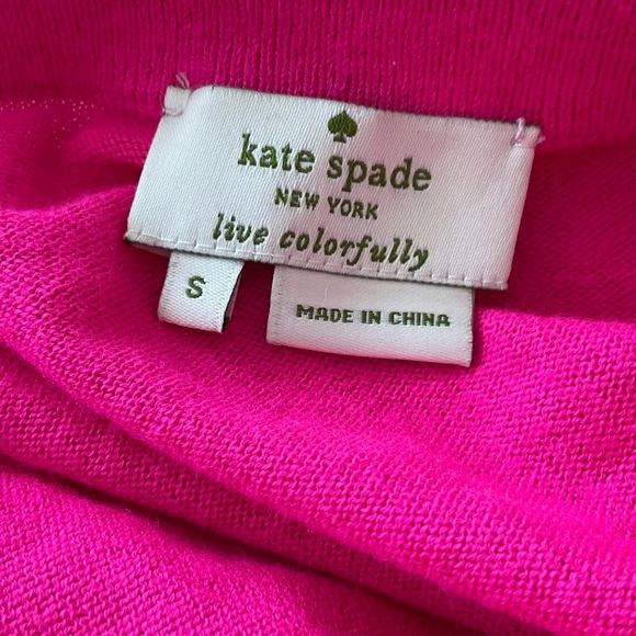 Kate Spade Rio Embellished Cardigan Sweater Pink Cotton Jeweled Button Small - Picture 5 of 11